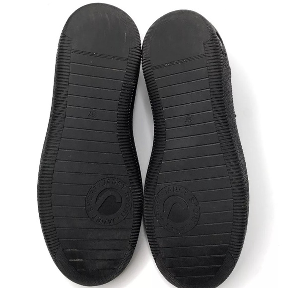 Janet Sport Italy Black Glitter Wedge Slip On Shoes 7 37 Sneakers Wedges - Picture 8 of 8